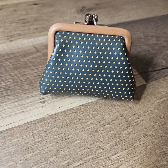 Green and Tan Polka Dot Coin Purse - Picture 9 of 10